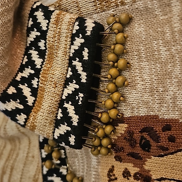 VTG STORYBOOK KNITS 1980s African Tribal Animal Print Marled Cardigan Sweater - Picture 16 of 16